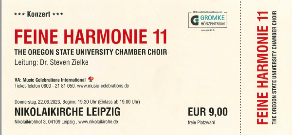 Feine Harmonie 11 - Chorkonzert mit dem Oregon State University Chamber choir, 22.06.2023 19.30 Uhr